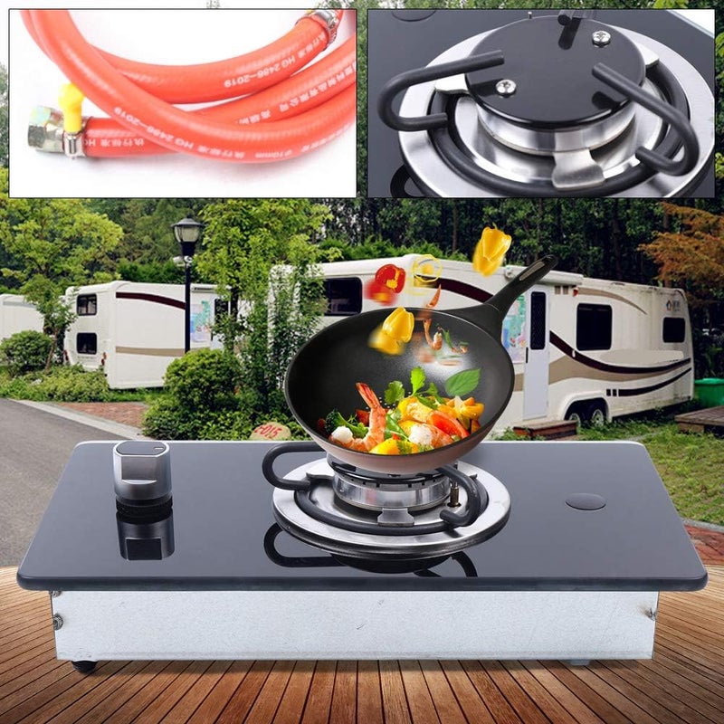 HAPPCUCOE Boat Caravan RV Camper LPG Gas Stove Hob with Sink Combo Cooktop Tempered Glass Camping Stoves (14.4 In) - Image 3